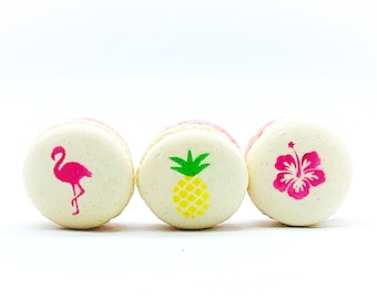 French Macaron Flamingo Luau Set | Available in 6 or 12 Pack