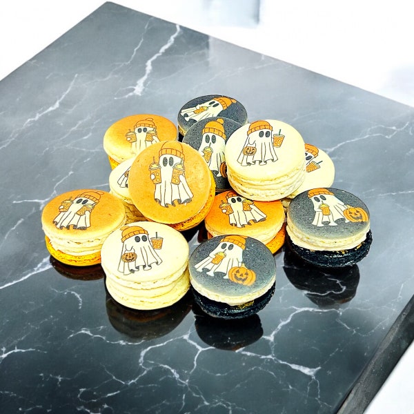 Halloween Ghost Macaron Trio - Custom Flavors - Assorted Pack Sizes