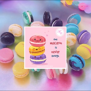 Assortment French Macarons | One macaron is never enough | Each macaron labeled with flavor.