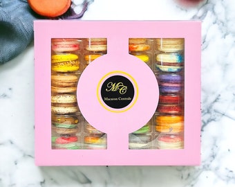 Surprise Me! 24 Pack Vegan French Macarons Set | , Dairy Free | 24 Different Flavors of Fun! | Complimentary Gift Box Available