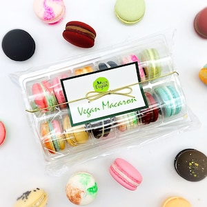 Surprise Me! 12 Pack Vegan French Macarons Set | , Dairy Free | 12 Different Flavors of Fun!