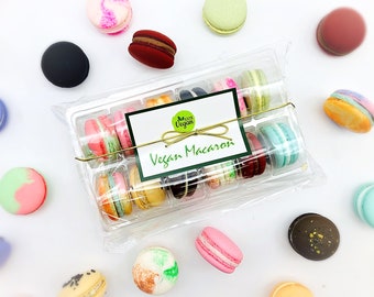 Surprise Me! 12 Pack Vegan French Macarons Set | , Dairy Free | 12 Different Flavors of Fun!