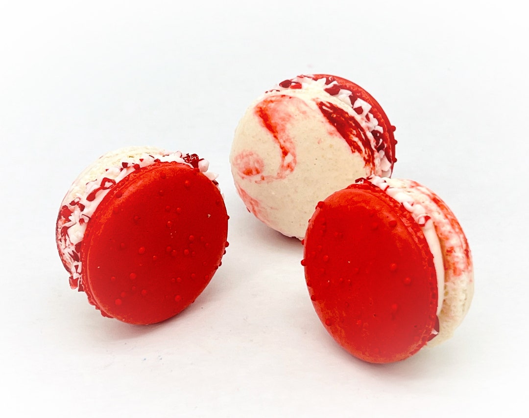 6 Pack Candy Cane French Macarons Etsy