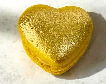 Gold Heart French Macarons | Ideal for Valentine's Day gifts, birthdays, weddings, anniversaries and more