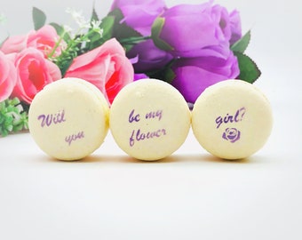 Will you be my flower girl French Macaron Set (3 Pack) | Bridesmaid Proposal/ Gift