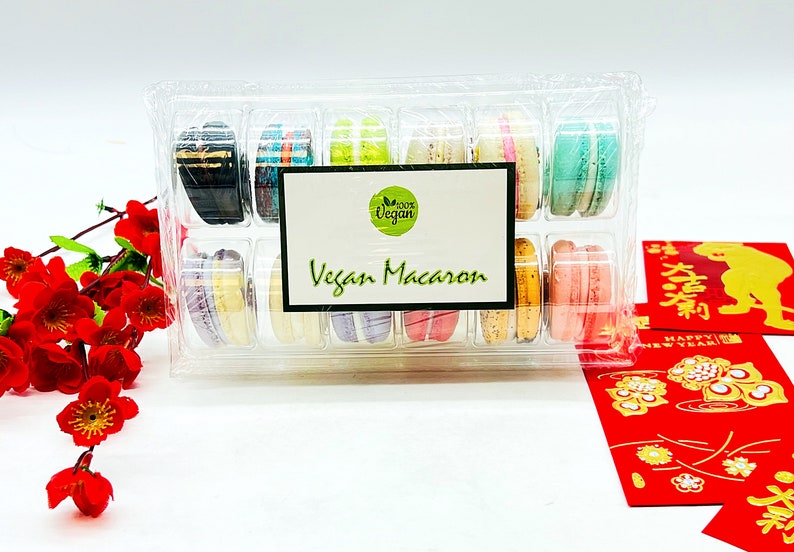 Surprise Me 12 Pack Vegan French Macarons Set , Dairy Free 12 Different Flavors of Fun image 5