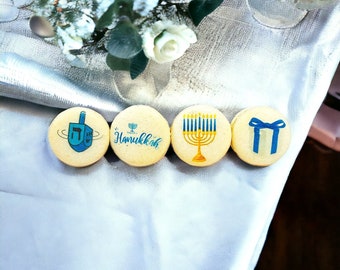 Customizable Hanukkah French Macaron Set | Choose Your Own Favorite Flavors | Available in 6, 12 and 24 pack.