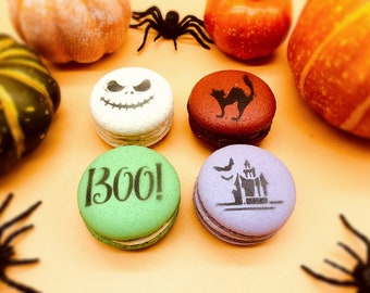 Halloween Vegan French Macaron Set | Ideal for celebratory events.
