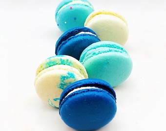 24 Pack Assorted Macaron, The Blue Set | Great for any party, celebration.