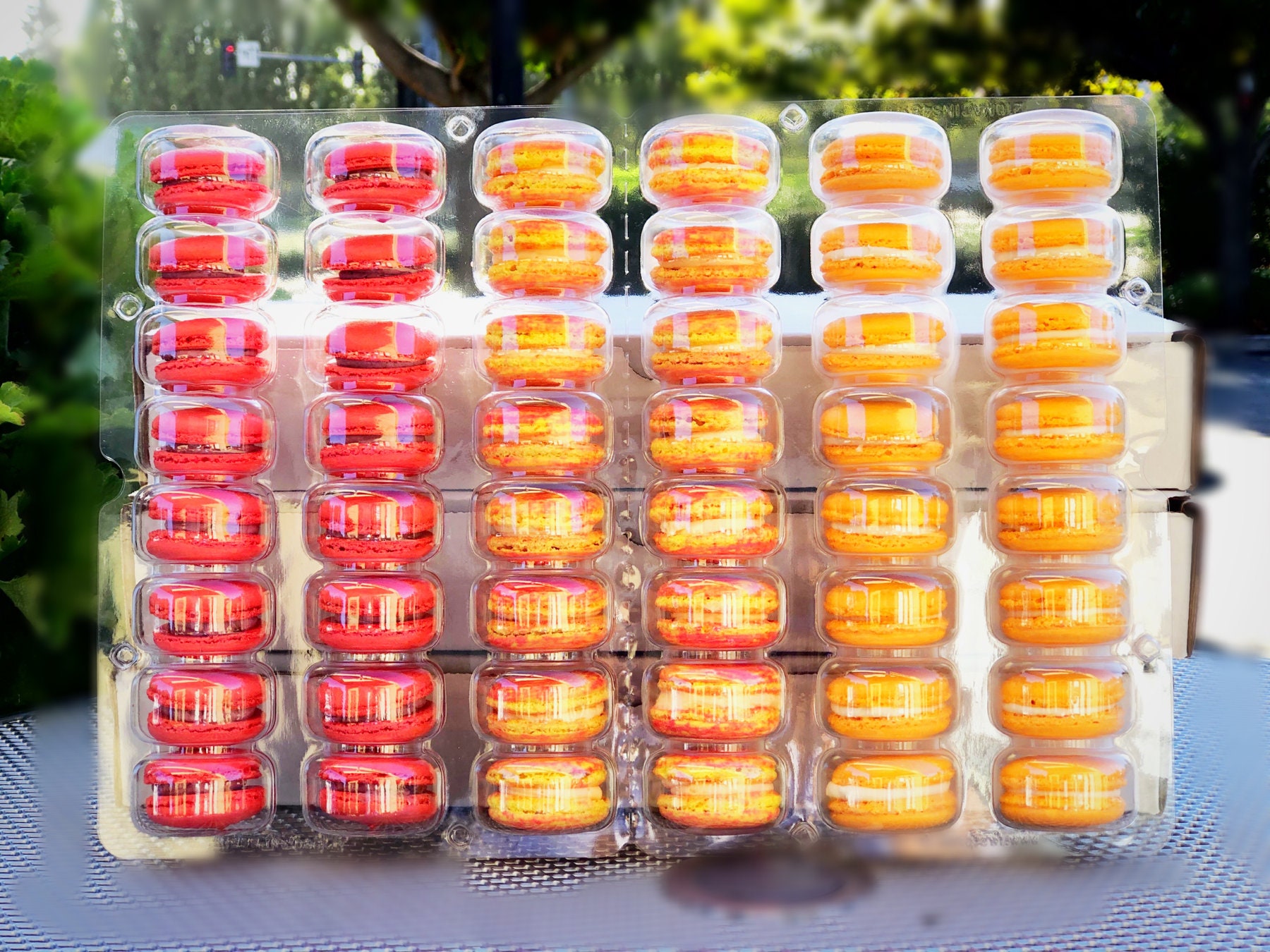 Assorted  French Macarons | Orange Cream, Peach'n Cream, Straw-Cherry Macarons | Available in 48 and 96 Pack
