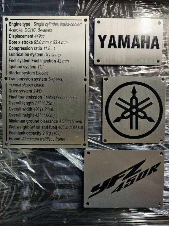 Yamaha Raptor 700 Fender Tags & Warning Badges – 2006-2012 Black Stainless By J-TECH