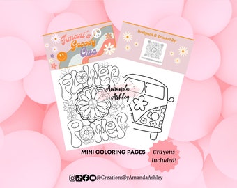 Groovy One Coloring Pages, Mini Coloring Pages, Groovy One Birthday, Two Groovy Party Favors, Party Supplies, Party Decor, Set of 12