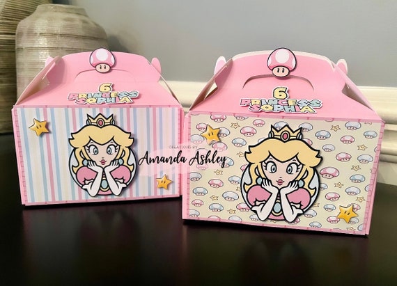Princess Peach Favor Boxes, Pastel Birthday, Princess Peach Birthday Party, Peach Party Favors, Princess Peach Party Decorations, Princess