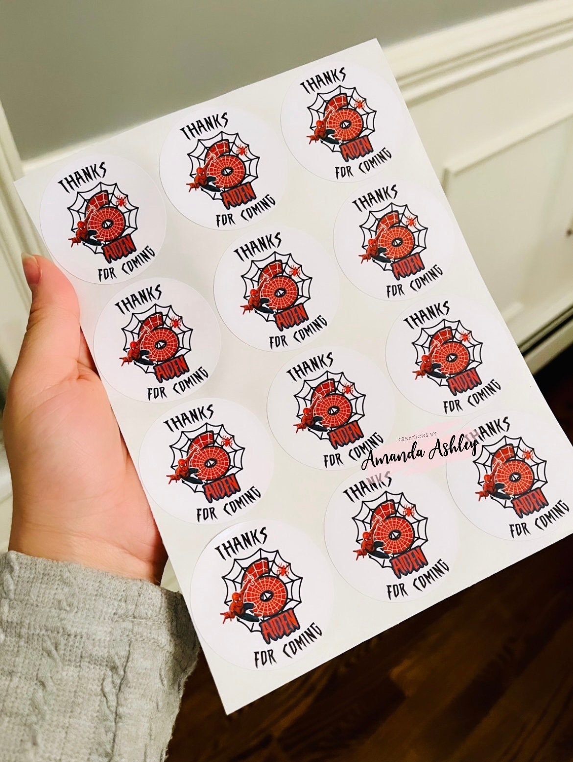 Spiderman Thank You Stickers Spiderman Favors Spiderman Birthday Spiderman Party Supplies Spiderman Party Decor