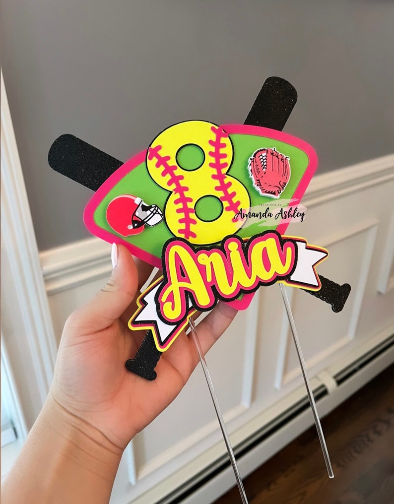Softball Cake Topper Softball Cupcake Toppers Softball Etsy