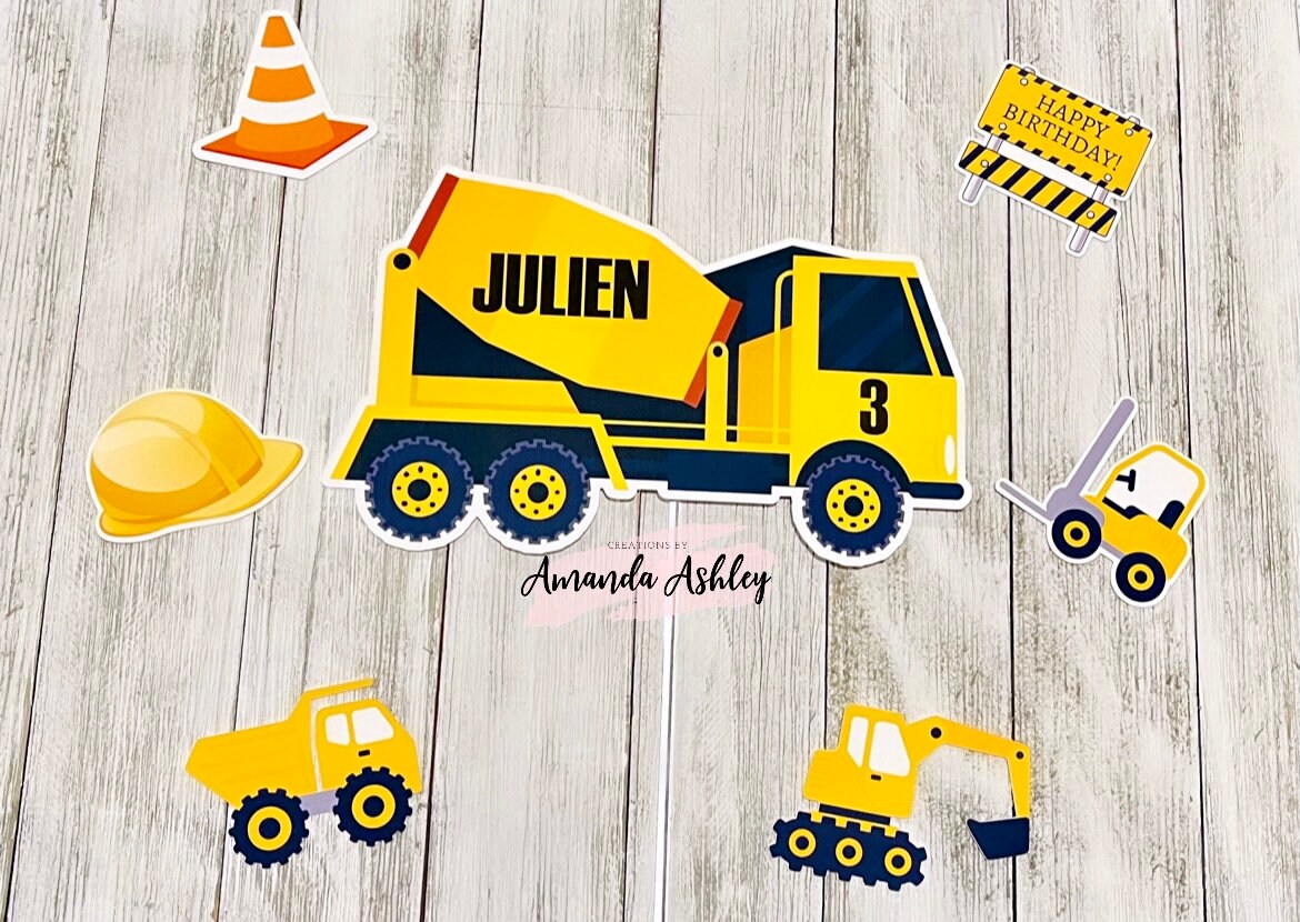 Construction Truck Cake Topper Construction Cupcake Toppers Etsy