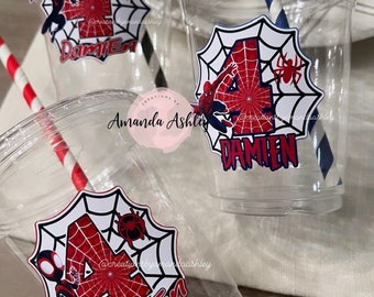 Spiderman Party Cups, Miles Morales Party Cups, Spidey Party Cups, Spiderman Party, Spiderman Party Favors, Custom Spiderman Party Decor