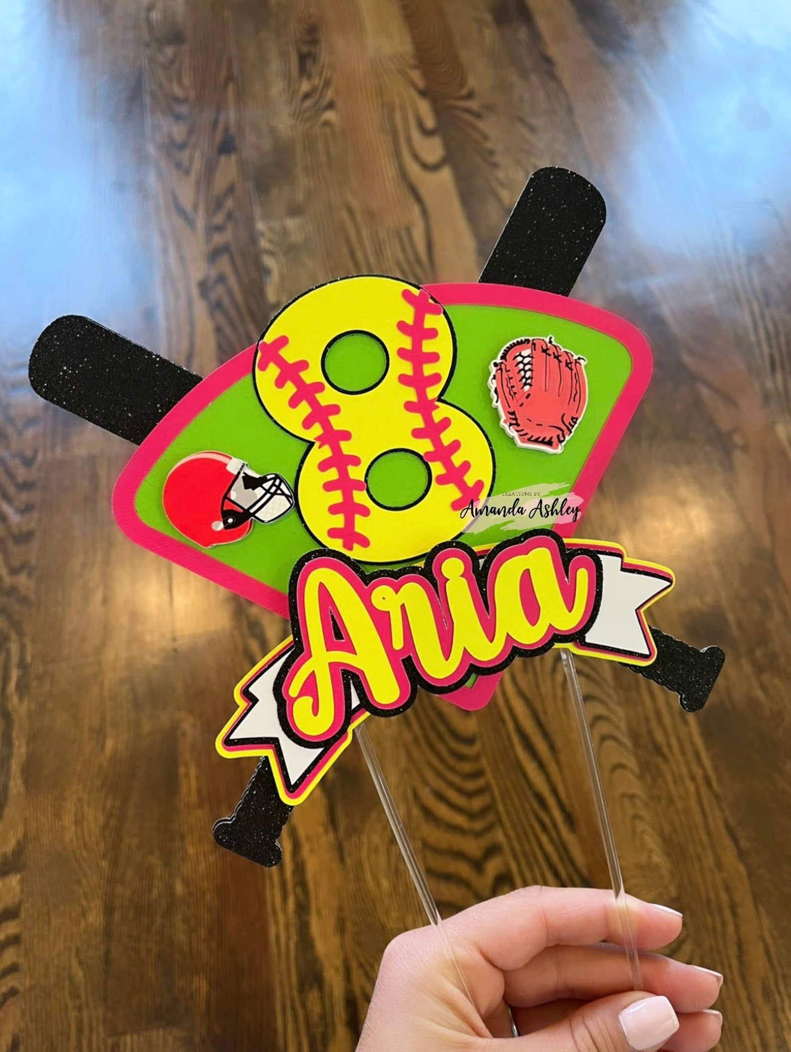 Softball Cake Topper Softball Cupcake Toppers Softball Etsy