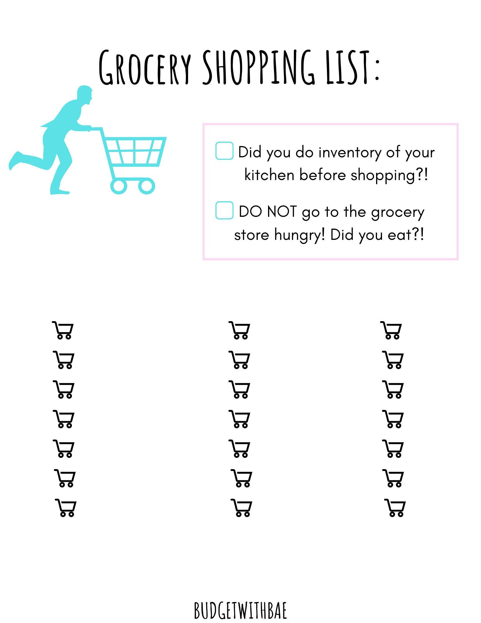 grocery shopping list printable grocery list food store etsy
