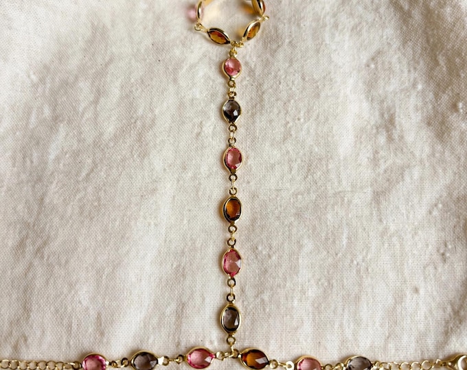 Gemstone Hand Chain Bracelet