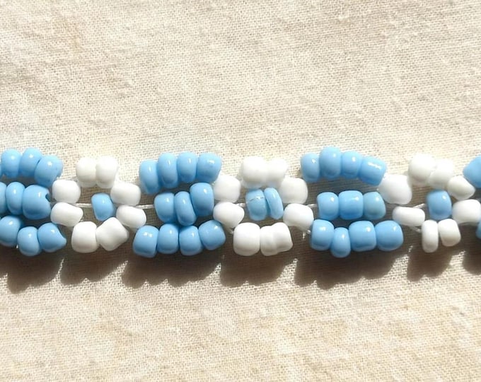Light Blue White Beaded Bracelet