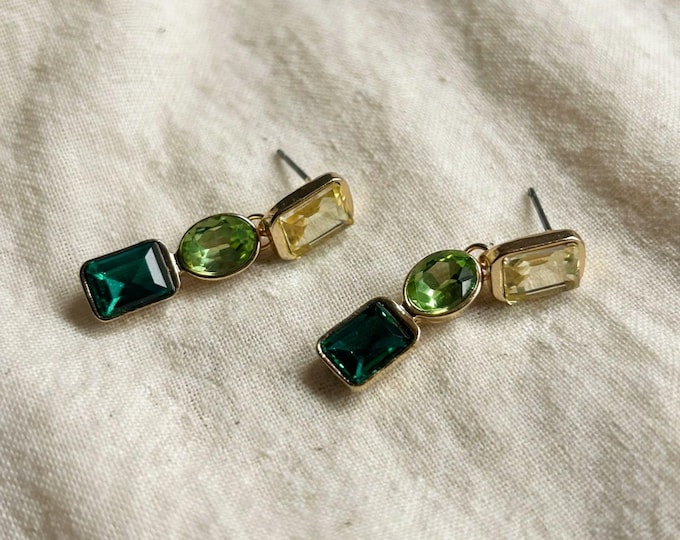 Green Crystal Drop Earrings
