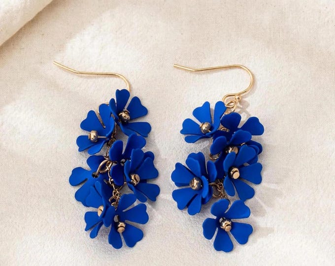 Blue Flower Dangle Earrings