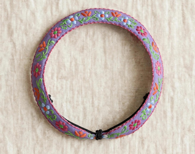 Lavender Pink Floral Embroidered Bracelet