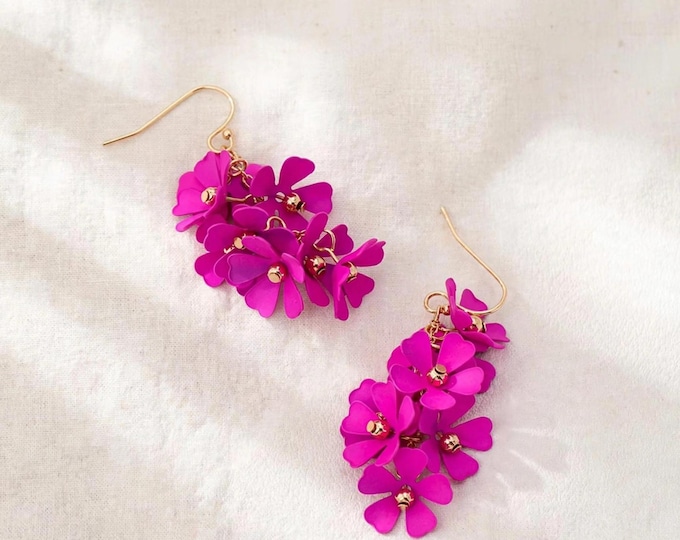 Pink Flower Dangle Earrings