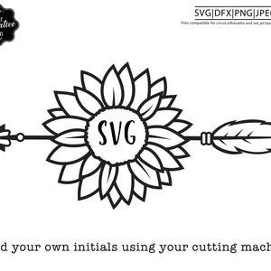 sunflower with arrow svg, sunflower name svg, sunflower with name svg, boho sunflower svg, boho sunflower png, arrow with flower svg