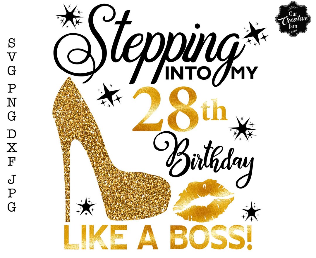 Stepping Into My 28th Like a Boss SVG, 28th Birthday Svg, Happy 28th ...