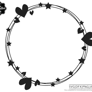Heart wreath svg,heart frames svg, monogram svg for onesies, circle wreath svg. monogram svg for girls, name frame cricut, heart frame svg