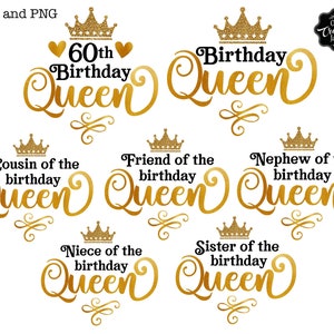 birthday queen bundle svg, family birthday bundle, birthday bundle for her, family birthday shirts svg, sister of the birthday queen svg