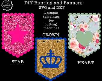 Bunting Bundle svg, Bunting svg, bunting flag svg, pennant svg, birthday banner svg, banner svg cut files, scalloped bunting svg, banner svg