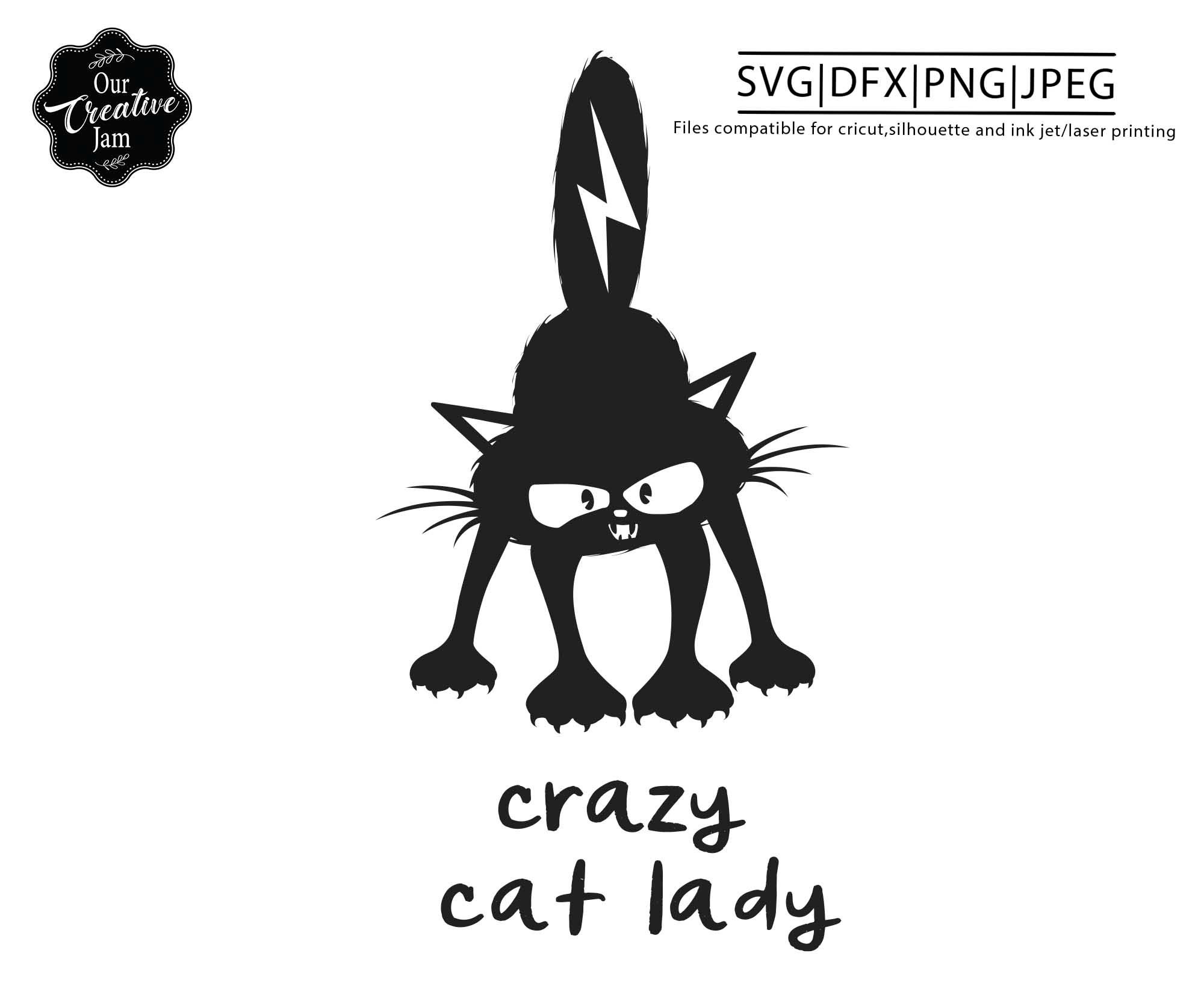 Crazy cat lady svg cat lover svg black cat svg funny cat | Etsy