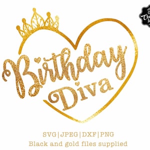 Anniversaire Diva SVG, anniversaire diva chemise svg, anniversaire diva svg pour femmes noires, fichiers diva svg pour cricut, anniversaire reine avec couronne svg