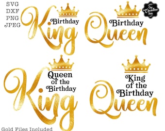 Birthday King svg, Birthday Queen svg, Queen of the Birthday king svg, King of the Birthday Queen svg, Family birthday SVG, King Queen svg