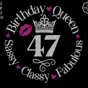 47 and Fabulous Svg, 47 and Fab Svg, 47th Birthday Svg for Women, 47th ...