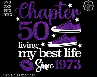 Chapter 50 living my best life since 1973 svg, 50th birthday svg for women, 50th birthday svg, 50 years old png, living my best life svg