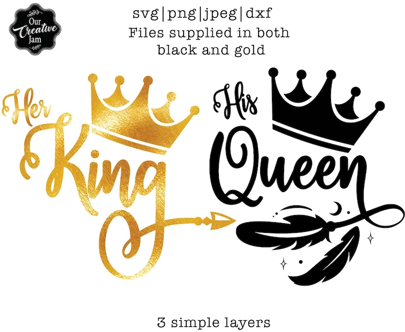 Her king svg, His Queen svg,Married life svg,King and Queen SVG,Couple SVG for shirts,Husband and Wife SVG,Married svg,Queen with crownsvg, image 1