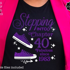 Stepping Into Chapter 40 Fabulous Since 1983 Svg, 40th Birthday Svg ...