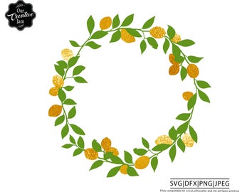 Lemon wreath svg, summer wreath svg, leaf wreath svg, cute wreath svg,lemon svg, lemons svg, citrus svg, green wreath svg, rustic wreath svg