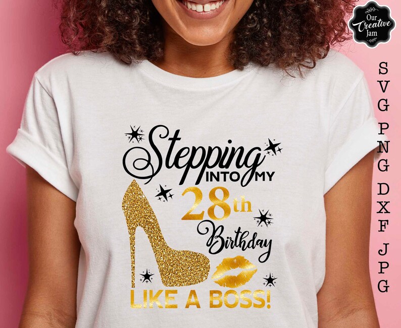 Stepping Into My 28th Like a Boss SVG, 28th Birthday Svg, Happy 28th ...