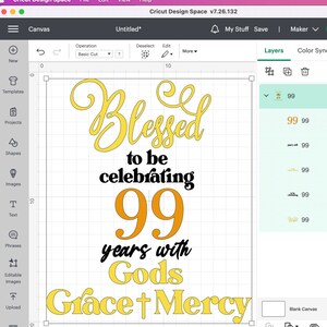 Blessed Birthday 99 Svg, Gods Grace and Mercy 99 Svg, 99 Birthday Svg ...