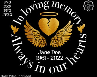In loving memory svg, Rip svg, Memorial svg, In memory svg, Rest In Peace svg, funeral svg, sympathy svg, Loss svg,angel wings svg,decal svg