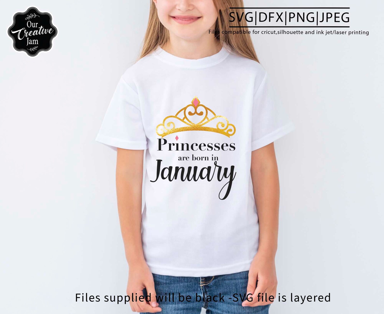 Princess January Princesses Are Born in January Svg, January Birthday Svg, January Svg ...