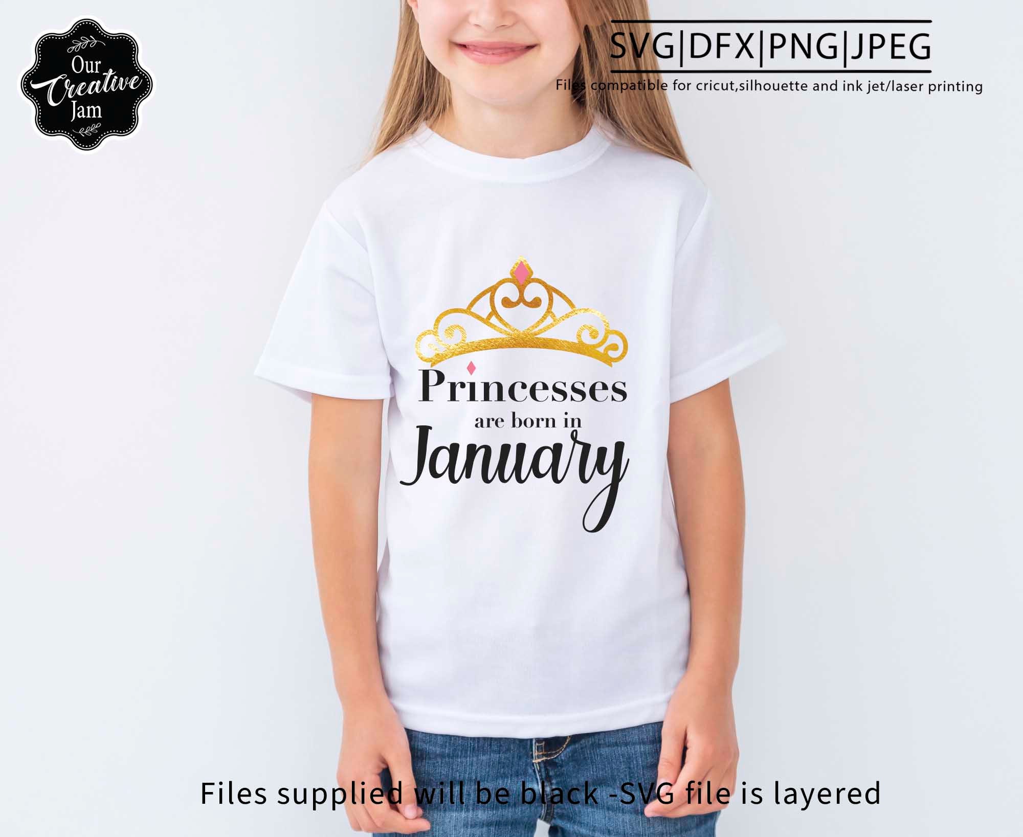 Princess January Princesses Are Born in January Svg, January Birthday Svg, January Svg ...
