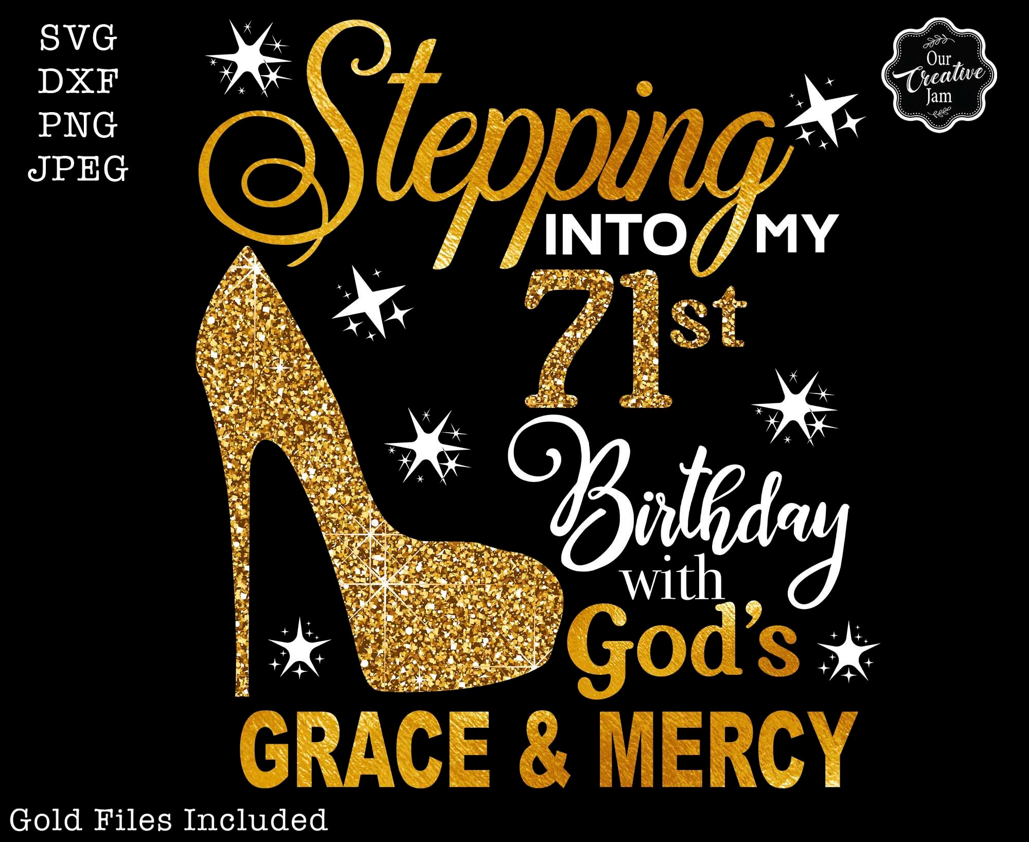 Stepping Into My 71st Birthday With Gods Grace Svg, Like a