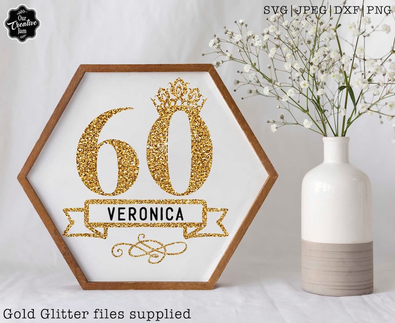 Custom name svg, personalised birthday svg, 60th birthday svg for women, 60th birthday svg, 60 years old svg, sixty birthday svg, Crown svg image 2