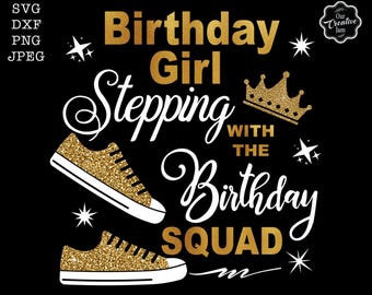 誕生日の女の子が誕生日チームと一緒にステップを踏んでいる SVG、誕生日チーム SVG、チームの誕生日シャツ SVG、女の子の誕生日 SVG、ステップを踏むシャツ SVG